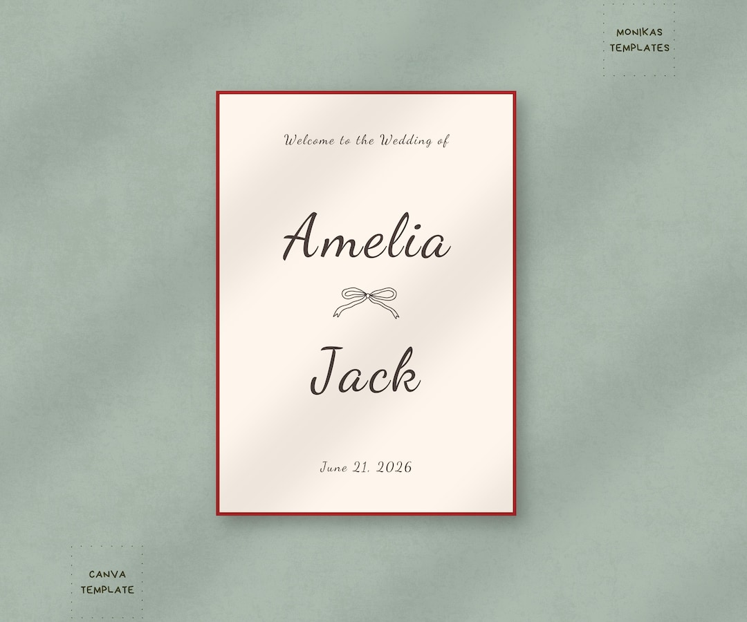 Welcome Wedding Sign Template Custom Wedding Reception Poster Elegant ...