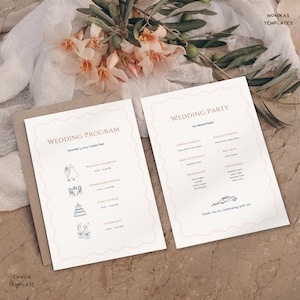 Romantic Wedding Program Template | Editable and Printable Boho Canva Design | By MonikasTemplates