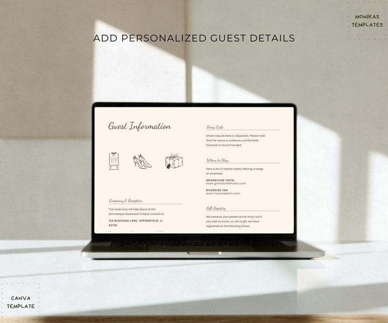 Romantic design Canva template for digital wedding invitations