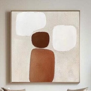 Beige White Orange Brown Painting 3D Modern Minimalist Textured Painting Abstract Painting on Canvas Wall Art For Living Room Decor Gift