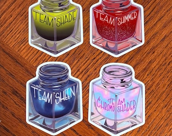 Ink Properties Sticker Set. Shade, Sheen, Shimmer, and Chromoshader
