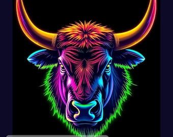 Neon Bull Png, Urban Graphic Sublimation Design, Aesthetic Animal Clipart,  Trendy Sublimate, Digital Instant Download, print on demand