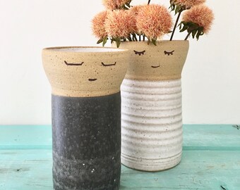 Bride Groom Gift, Ceramic Vase, Flower Vase, Stoneware Vase, Wedding Gift, People Vase