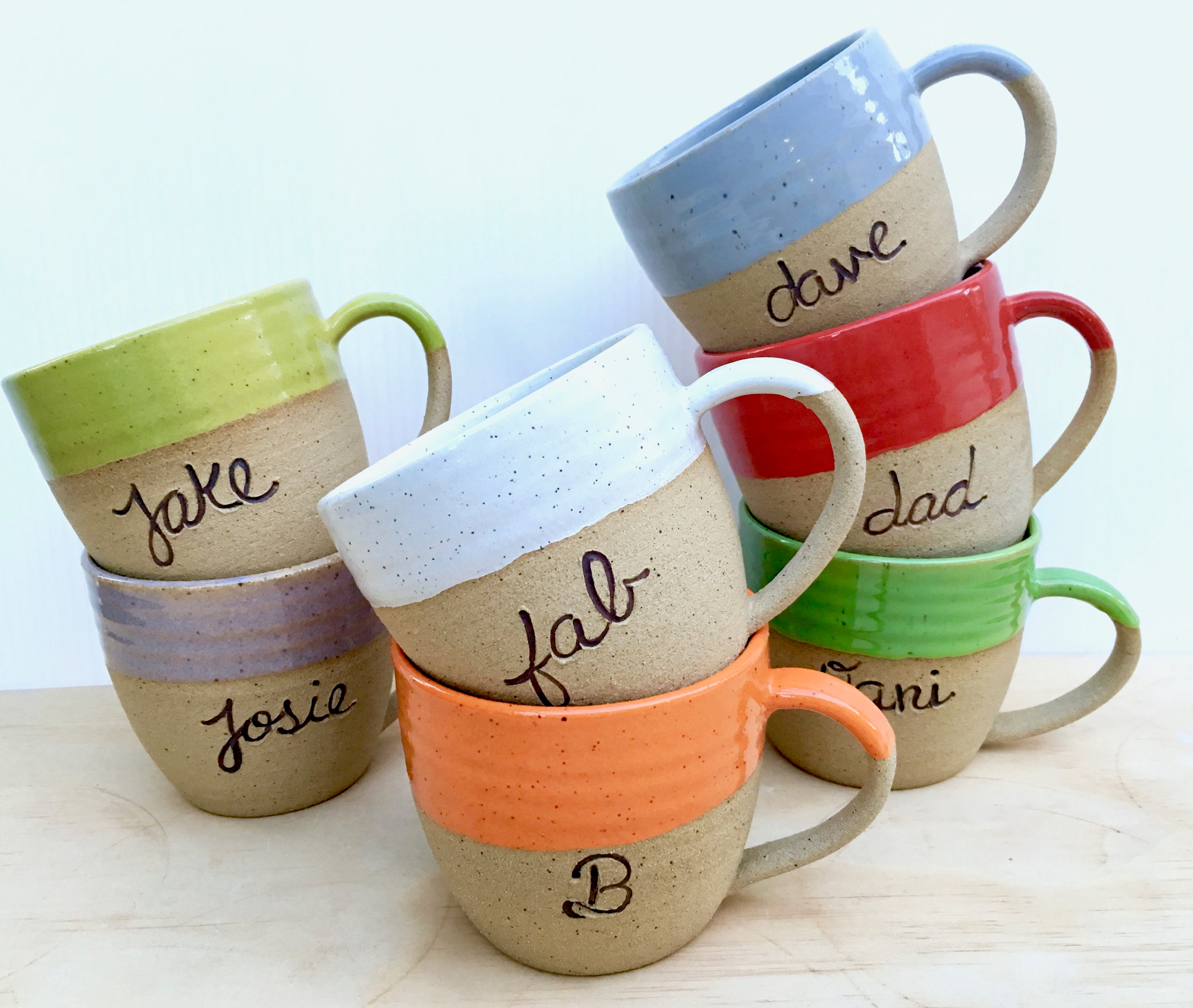 Personalized Mug Initial Mug Ceramic Mug Stoneware Mug Etsy