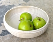 large pottery bowl, large white serving bowl,  fruit bowl, large bowl, salad bowl, white pottery bowl,