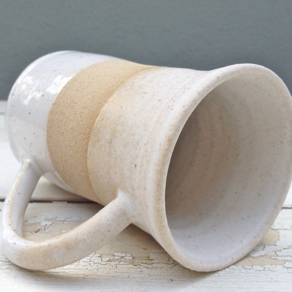 White Pottery Mug, Large Stoneware Mug, Coffee Mug, Tall Mug, Handmade Mug,White Ceramic Mug, jclayPottery, EtsyMudTeam, Pottery Mug, jclay