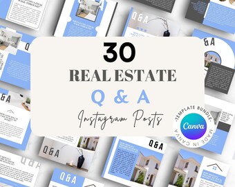 30 frågor och svar om fastigheter i sociala medier, Instagram-mallar för mäklare, uppdateringar av Canva-annonser, mallar för marknadsföring av sålda fastigheter