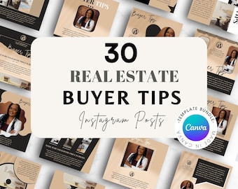 30 tips för fastighetsköpare – inlägg på sociala medier, Instagram-mallar för mäklare, uppdateringar av Canva-annonser, mallar för marknadsföring av sålda fastigheter