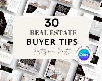 30 tips för fastighetsköpare – inlägg på sociala medier, Instagram-mallar för mäklare, uppdateringar av Canva-annonser, mallar för marknadsföring av sålda fastigheter
