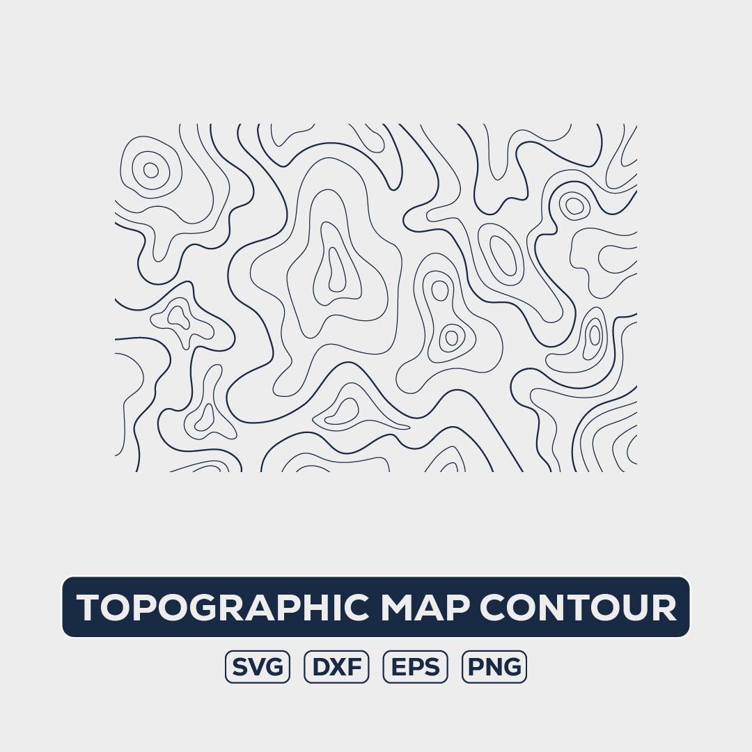 Topographic Map Contour Design Svg Dxf Eps Png for Laser Cutting ...