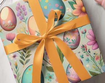 Floral Easter Egg Wrapping Paper: Spring Gift Wrap