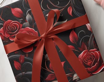 Gothic Rose Wrapping Paper: Elegant Floral Gift Wrap