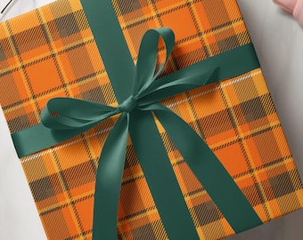 Autumn Plaid Gift Wrapping Paper: Fall Birthday, Thanksgiving, Holiday