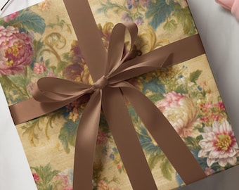 Vintage-Geschenkpapier mit Blumenmuster: Elegante Geschenkverpackung, hochauflösender Druck