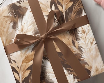 Elegante Feder Geschenkpapier, Geschenkpapier, Geburtstag, Weihnachten, Urlaub Dekor, umweltfreundlich, rustikalen Chic