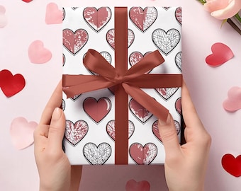 Sketched Hearts Wrapping Paper | Gift Wrap Roll