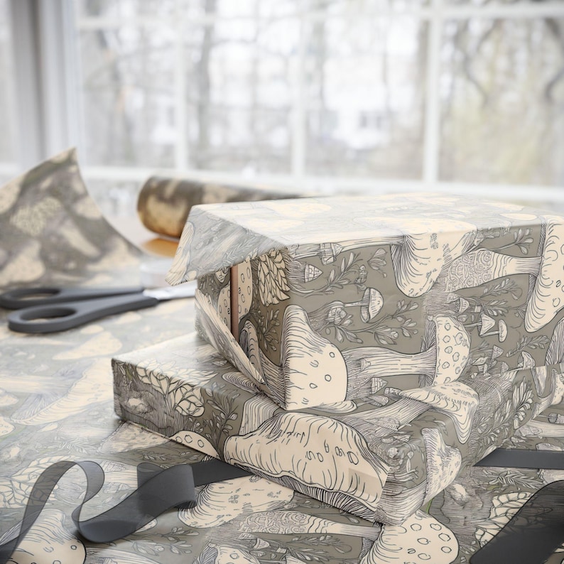 Mushroom Wrapping Paper, Vintage Style Gifts, Holiday Decor - Etsy UK