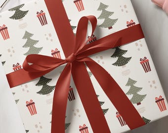 Vintage Christmas Wrapping Paper, Festive Gift Wrap, Holiday Present
