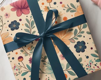 Papier cadeau floral éclatant : emballage cadeau botanique, respectueux de l'environnement