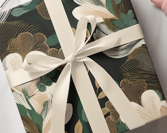 Emballage cadeau floral élégant : papier beaux-arts haute définition