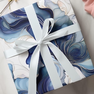 Elegant Blue Swirl Wrapping Paper | Gift Wrap for Special Occasions, Birthdays, Weddings, and Holidays