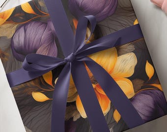 Elegant blommigt presentpapper: Glansigt konstnärligt presentpapper