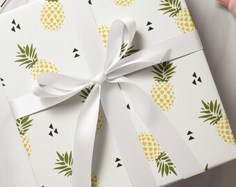 Pineapple Print Gift Wrap, Tropical Party Paper