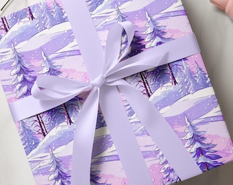 Lavender Winter Forest Wrapping Paper - Whimsical Wrap