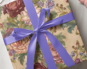 Elegant Floral Wrapping Paper: Vintage Style Gift Wrap, Eco-Friendly
