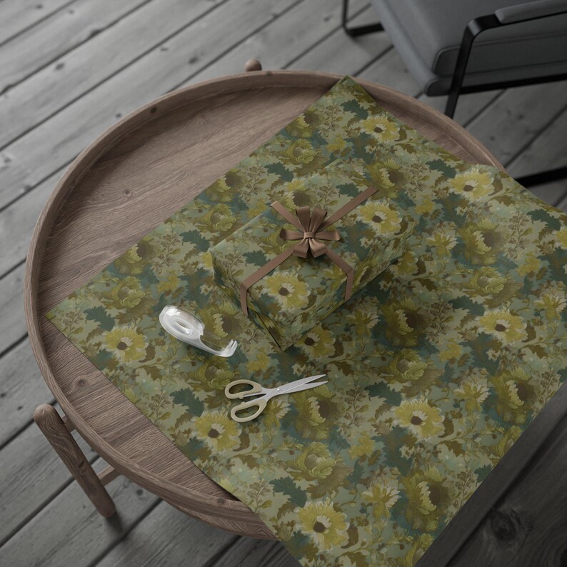 Papel de regalo floral: Papel de regalo de estilo vintage, papel artístico ecológico de 90 g/m². imagen 7