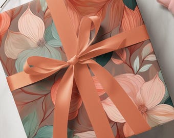 Floral Wrapping Paper Roll - Elegant Gift Wrap for Birthdays, Weddings, Celebrations, Holidays, Present Wrapping
