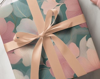 Rouleau d'emballage cadeau floral élégant : papier beaux-arts respectueux de l'environnement