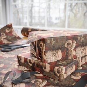 Vintage Santa Wrapping Paper, Festive Gift Wrap, Holiday Wrapping, Christmas Decor, Santa Claus Design, Eco-Friendly Gift Wrap