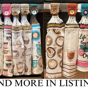 Diseños de café y té: Toallas de mano de cocina tejidas a crochet