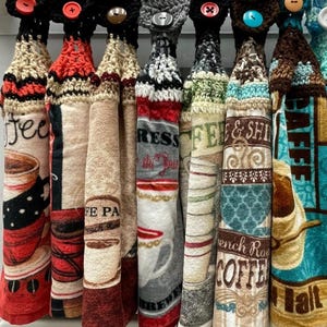 Coffee Designs: Crocheted Top Kitchen Hand Towels
