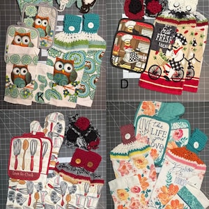 Kitchen Bundles: Crocheted Top Hand Towel, Pot Holders, and Crocheted Knob Covers