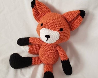 Knitted Toy Fox Cub Handmade Amigurumi Wool Acrylic Wool Blend Yarn Souvenir 