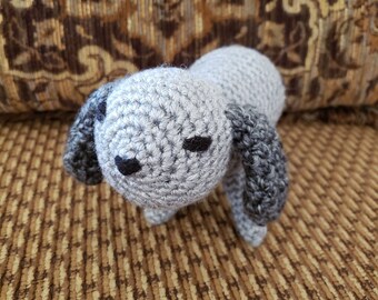 Puppy Dog Stuffed Animal / Gray/ Crochet Doll / Amigurumi Toy/ Handmade Toys/ Gift For Kids/Birthday/Baby Shower/ Dog Lover