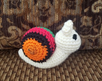 Snail Stuffed Animal Crochet Toy/ Black And Multi Color Shell/ Amigurumi Plush Doll/ Handmade Toys/ Plush Doll/ Gift For Children