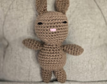 Brown Bunny Crochet Stuffed Animal: Handmade Amigurumi Toy, 8 1/2-inch