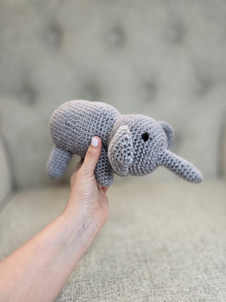 Crochet Elephant Stuffed Animal: Handmade Amigurumi Toy, 9-inch (Long) immagine 2