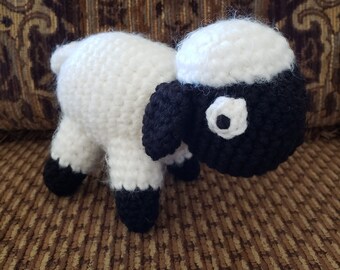 Sheep Stuffed Animal / Black And White/ Crochet Doll / Amigurumi Toy/ Handmade Toys/ Gift For Kids/ Baby Shower/ Birthdays/Farm Animals