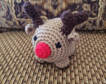 Reindeer Stuffed Animal Crochet Toy/ Amigurumi Plush Doll/ Handmade Toys/ Red Nose Reindeer/ Christmas Reindeer/ Gift For Kids