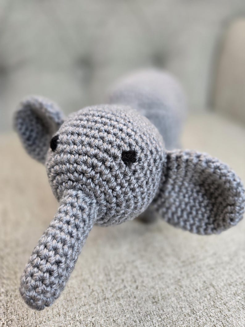 Crochet Elephant Stuffed Animal: Handmade Amigurumi Toy, 9-inch (Long) immagine 7