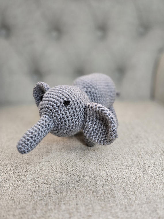 Crochet Elephant Stuffed Animal: Handmade Amigurumi Toy, 9-inch (Long)