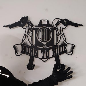Motorcycle Helmet Holder, Harley Rider Gift, Helmet Coat Jacket Hanger Rack, Harley Davidson Gift, Garage Decor, Mancave Decor