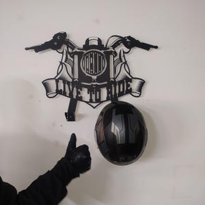 Motorcycle Helmet Holder, Harley Rider Gift, Helmet Coat Jacket Hanger Rack, Harley Davidson Gift, Garage Decor, Mancave Decor