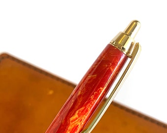 Hand Turned Groove Click Style Pen with Resin barrels