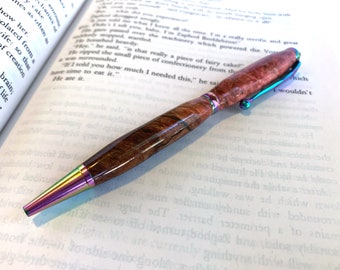 Hand Turned Fancy Slimline Style Pen with Stabilized Wood barrels