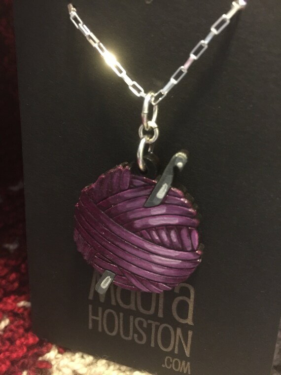 Yarn ball with Crochet Hook Necklace 